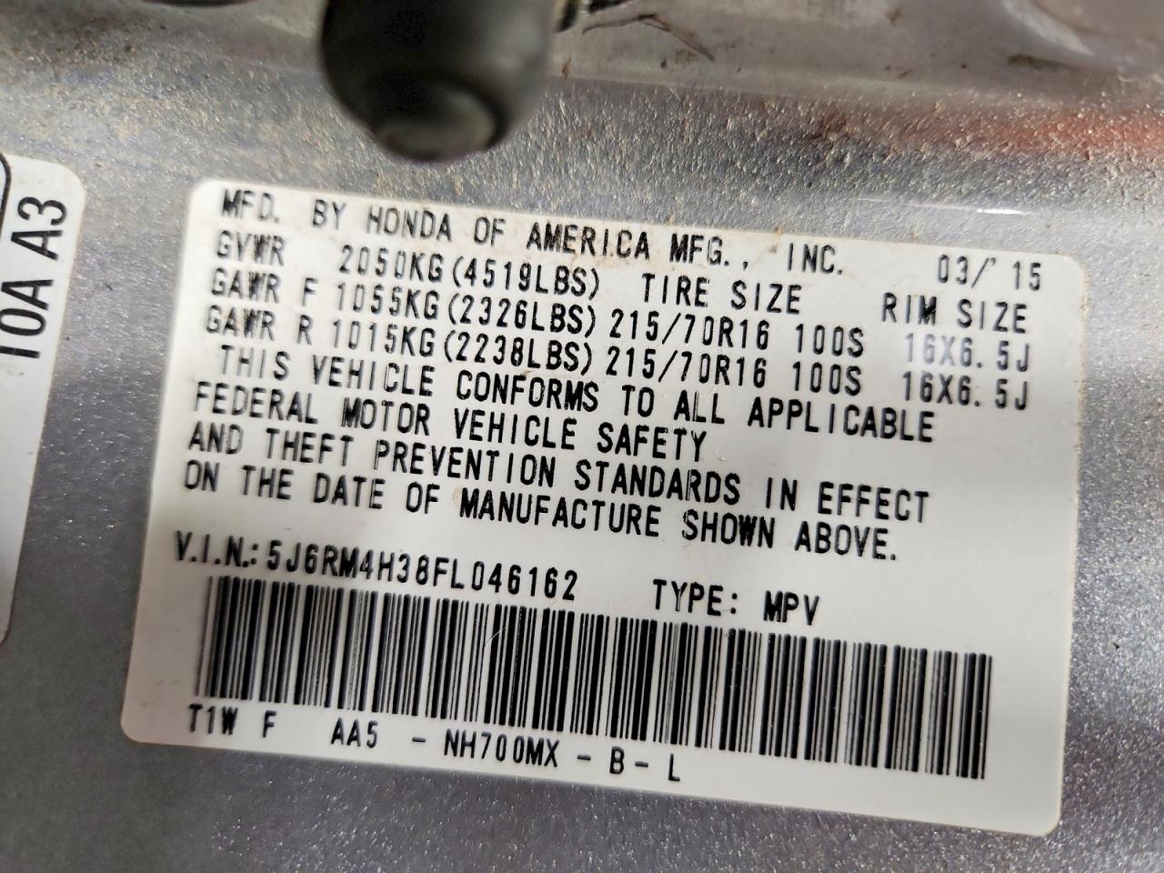 2015 HONDA CR-V LX photo 40