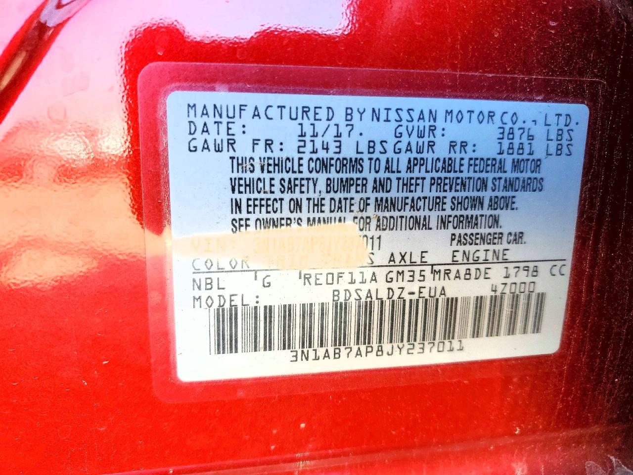 2018 NISSAN SENTRA SV photo 12