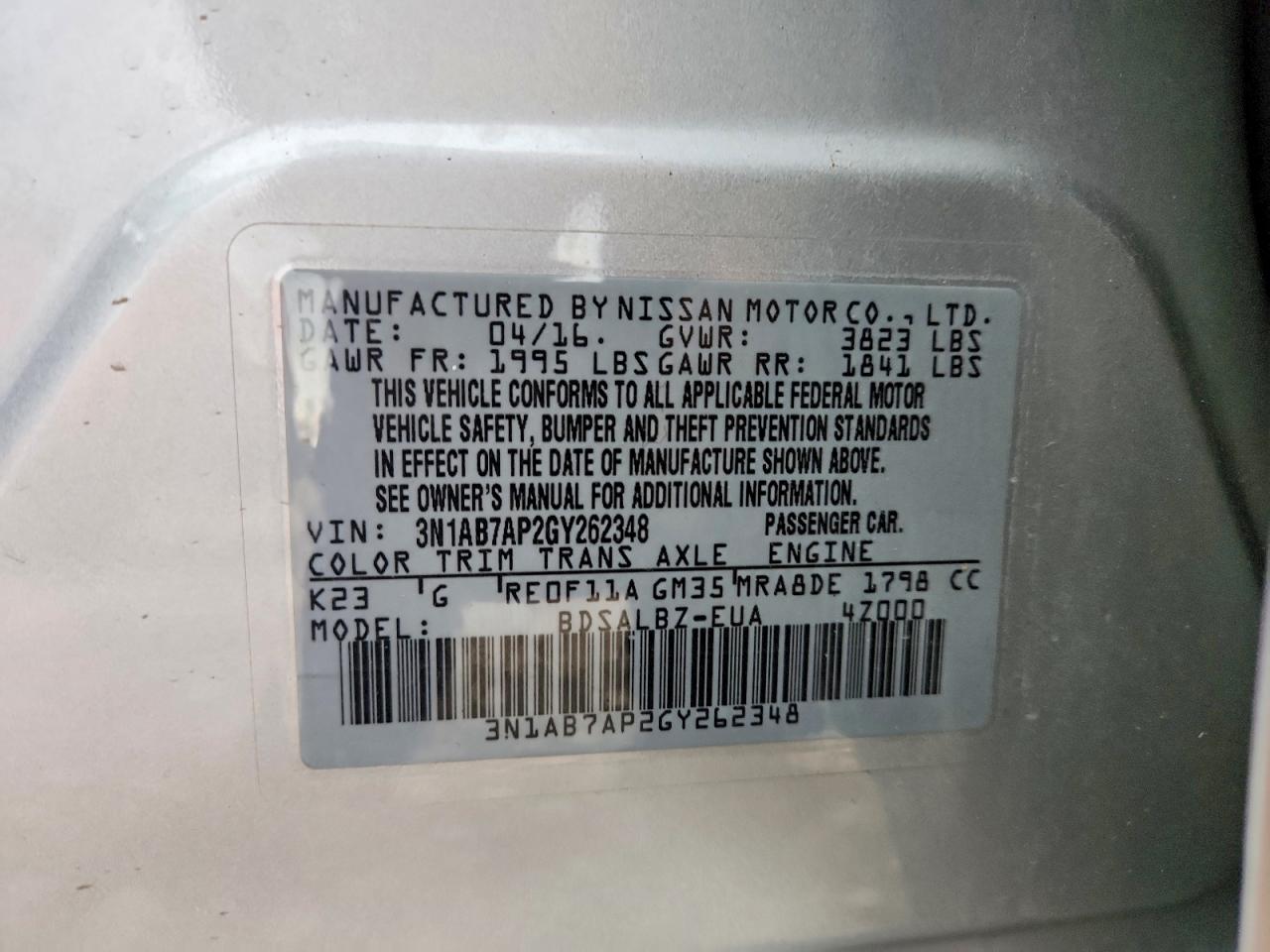 2016 NISSAN SENTRA S photo 25