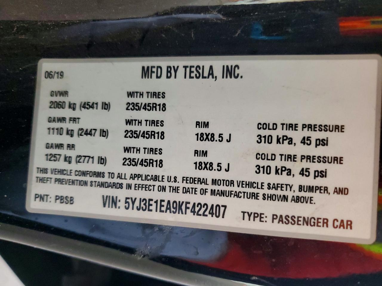 2019 TESLA MODEL 3 photo 23