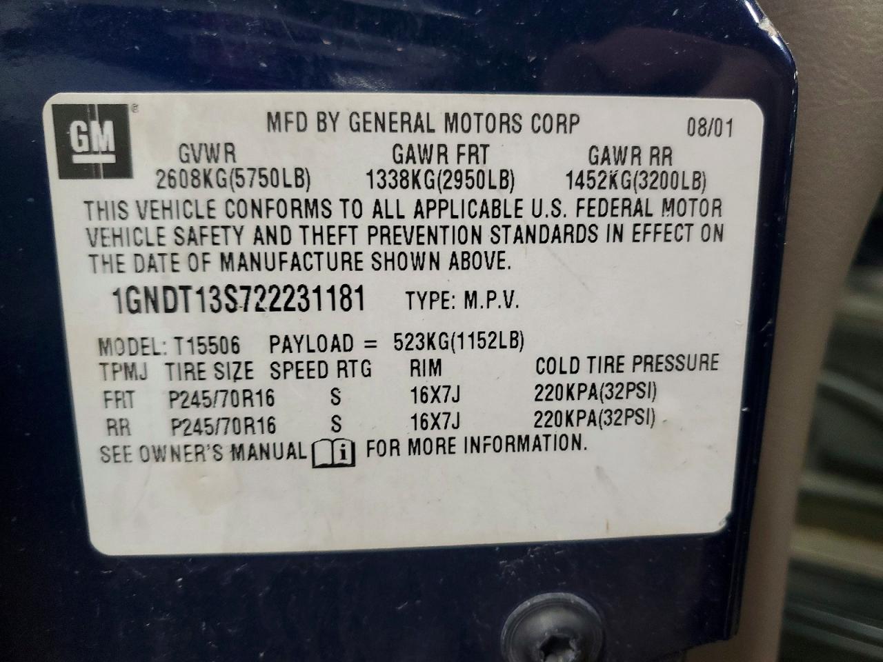 2002 CHEVROLET TRAILBLAZER photo 23