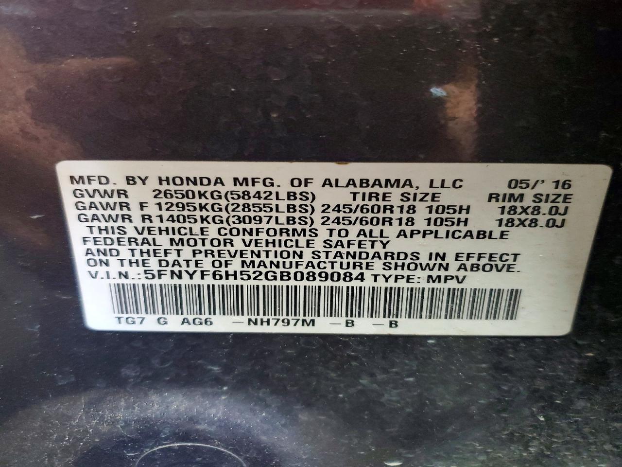 2016 HONDA PILOT EXL photo 40