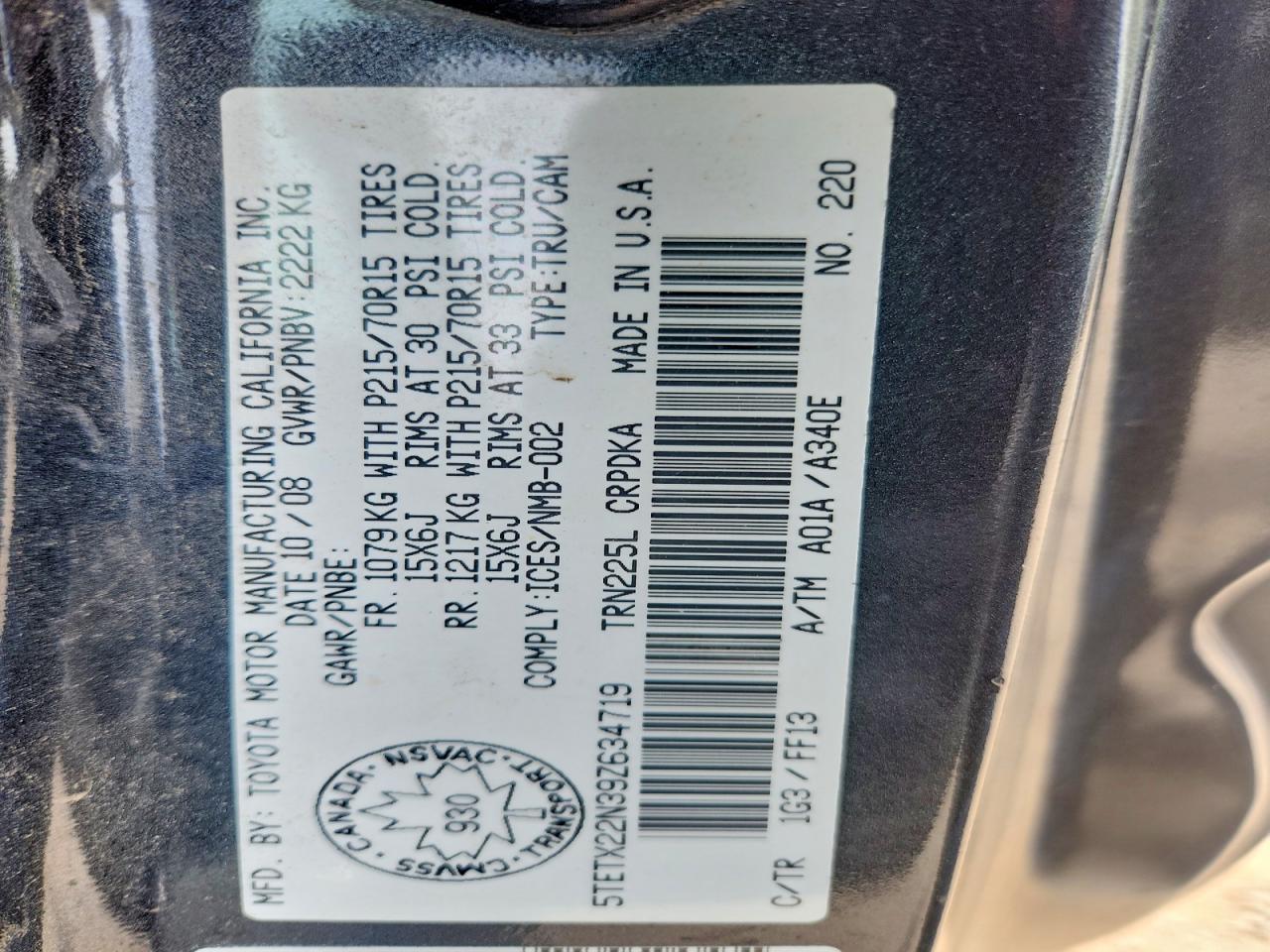 2009 TOYOTA TACOMA ACCESS CAB photo 34