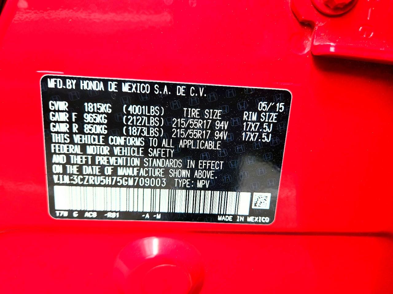 2016 HONDA HR-V EXL photo 27