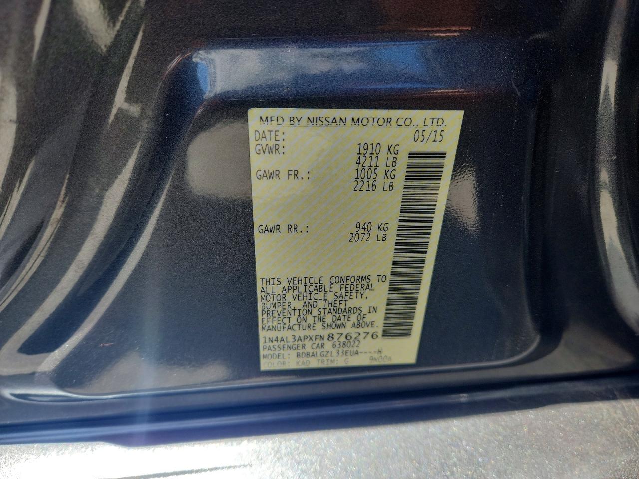2015 NISSAN ALTIMA 2.5 S photo 23