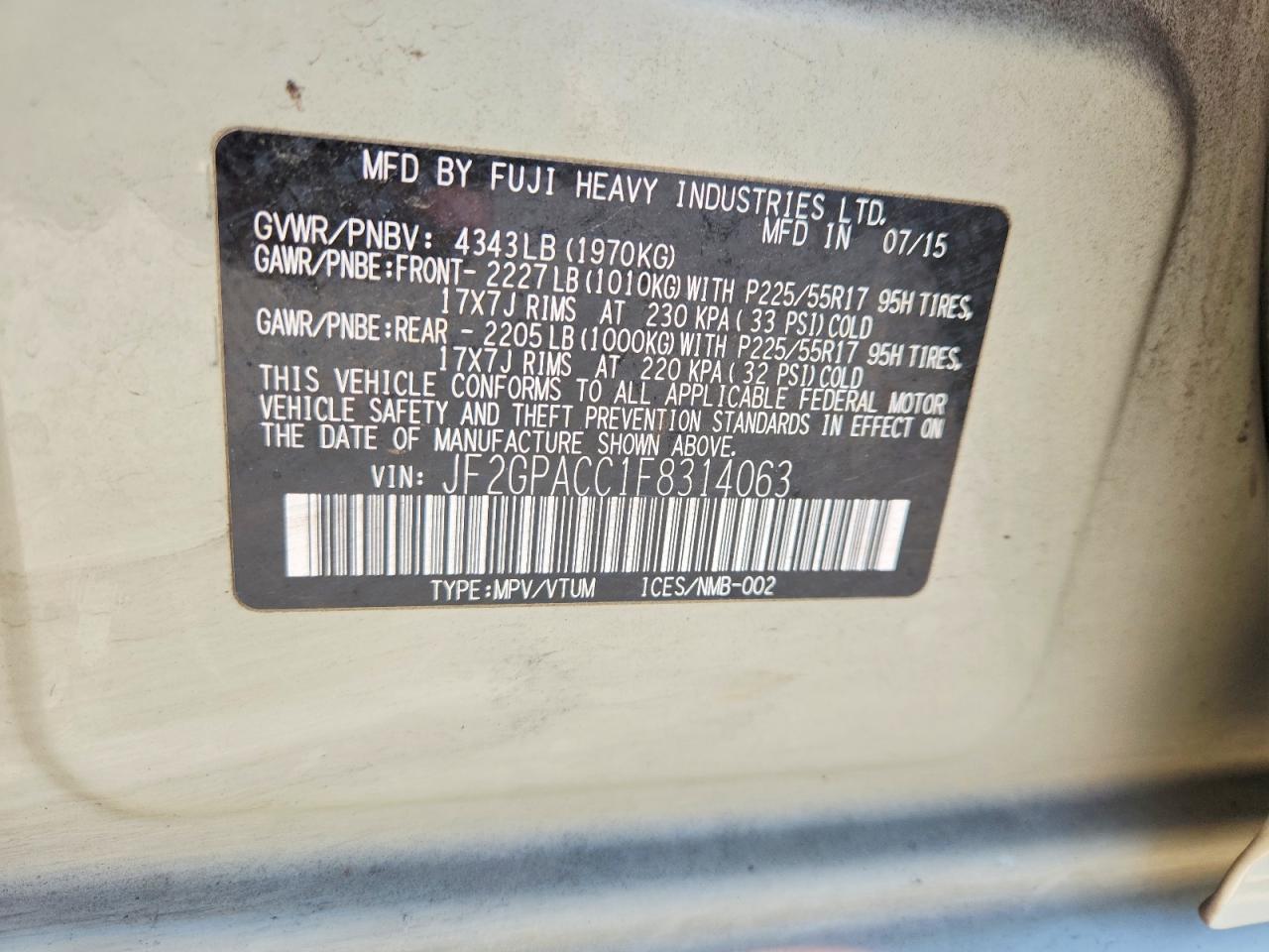 2015 SUBARU XV CROSSTREK 2.0 PREMIUM photo 13