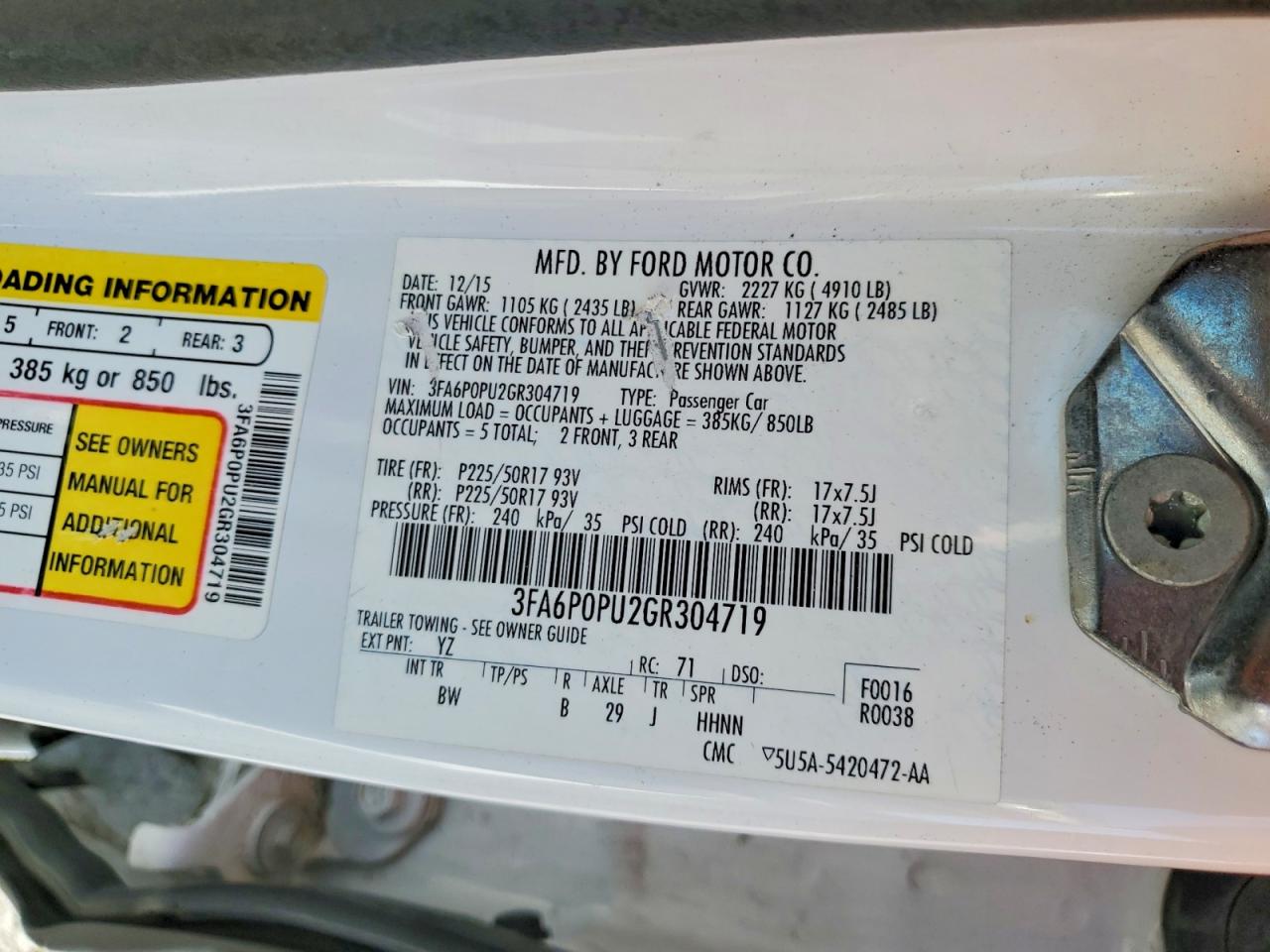 2016 FORD FUSION SE PHEV photo 34