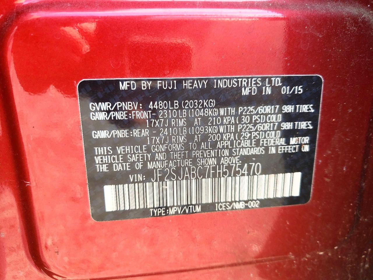 2015 SUBARU FORESTER 2.5I photo 37