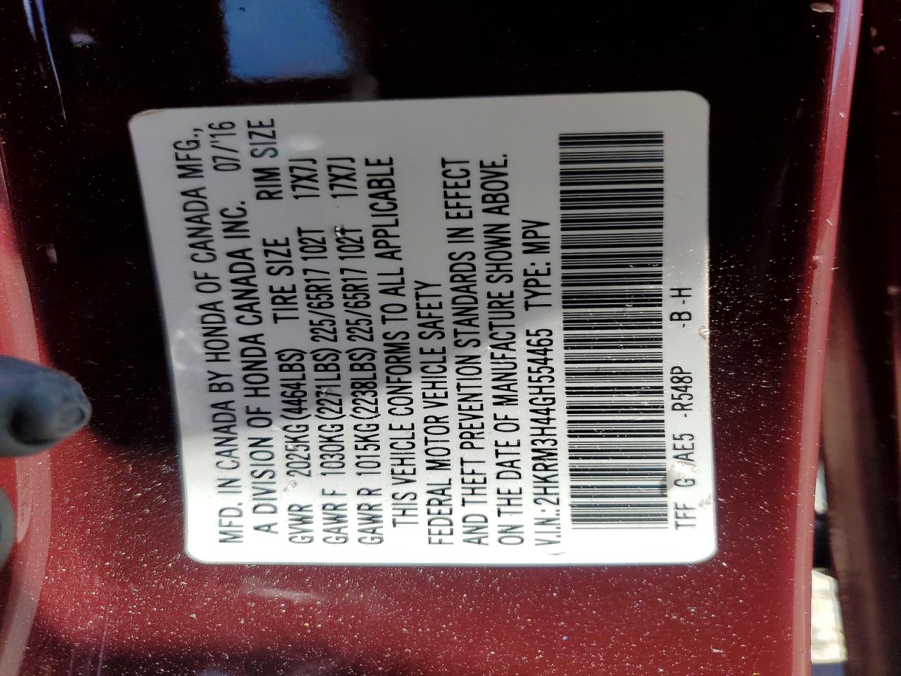 2016 HONDA CR-V SE photo 40