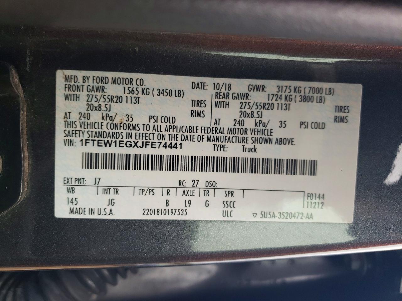2018 FORD F150 SUPERCREW photo 34
