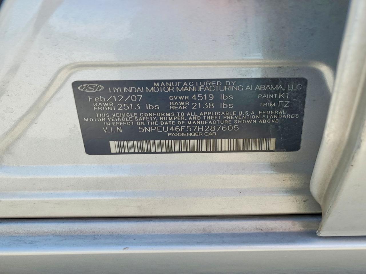 2007 HYUNDAI SONATA SE photo 23