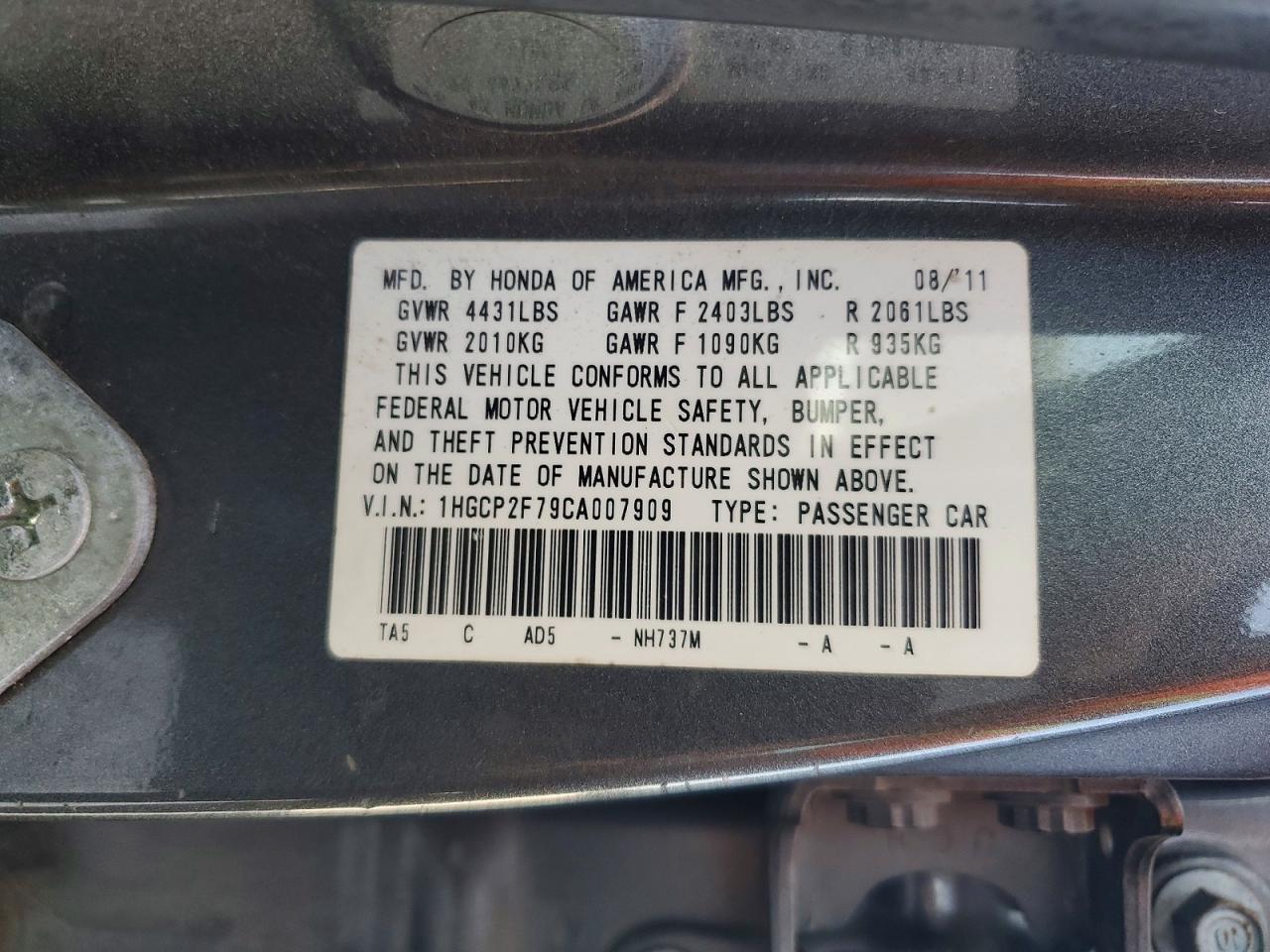 2012 HONDA ACCORD EX photo 25
