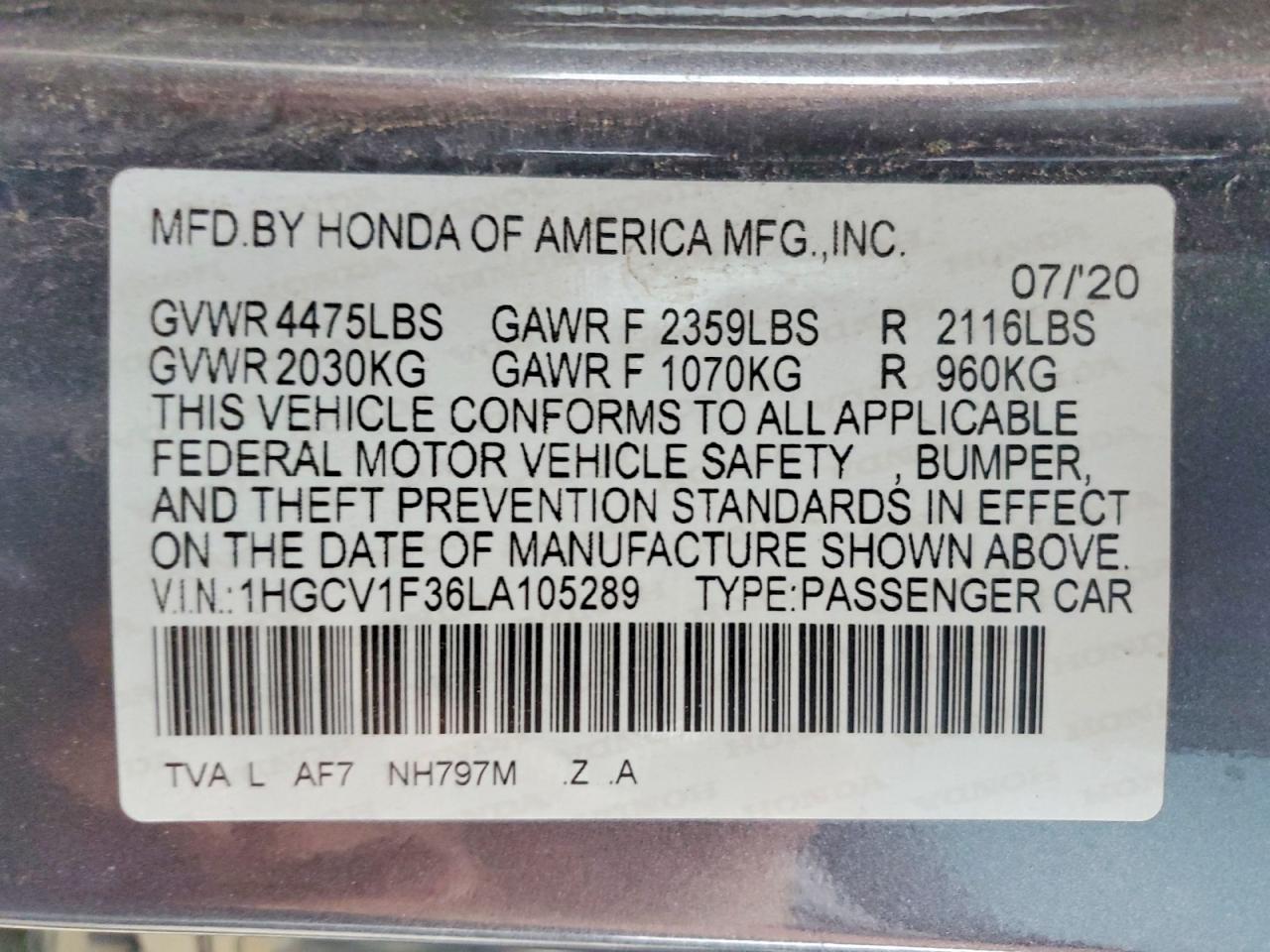 2020 HONDA ACCORD SPORT photo 23