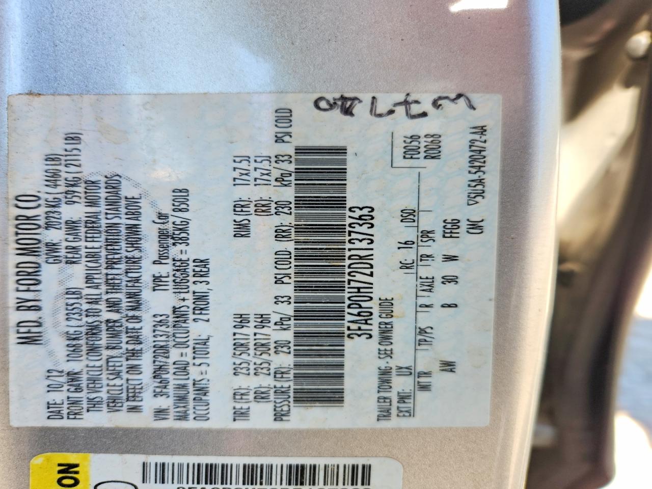 2013 FORD FUSION SE photo 13