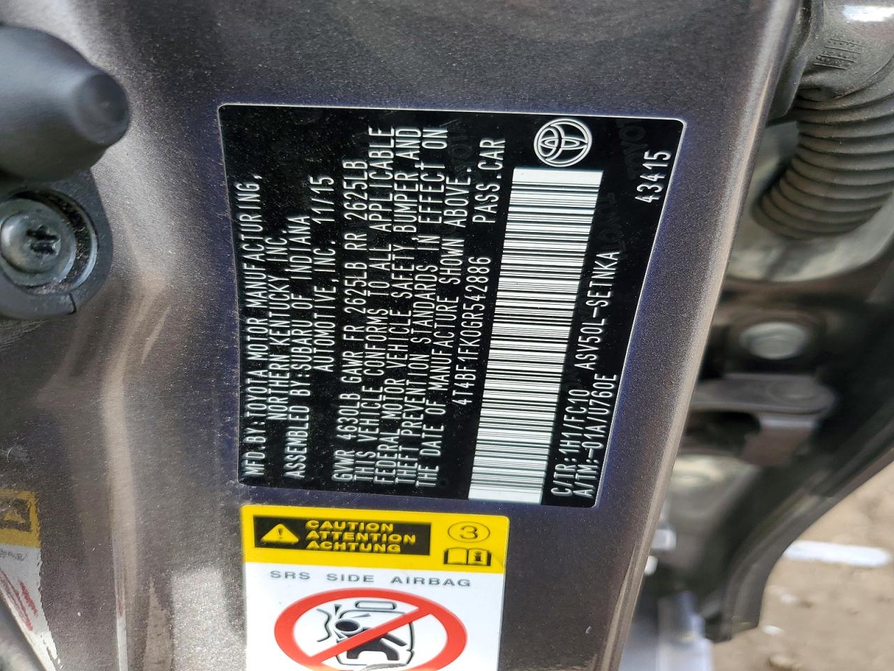2016 TOYOTA CAMRY LE photo 23