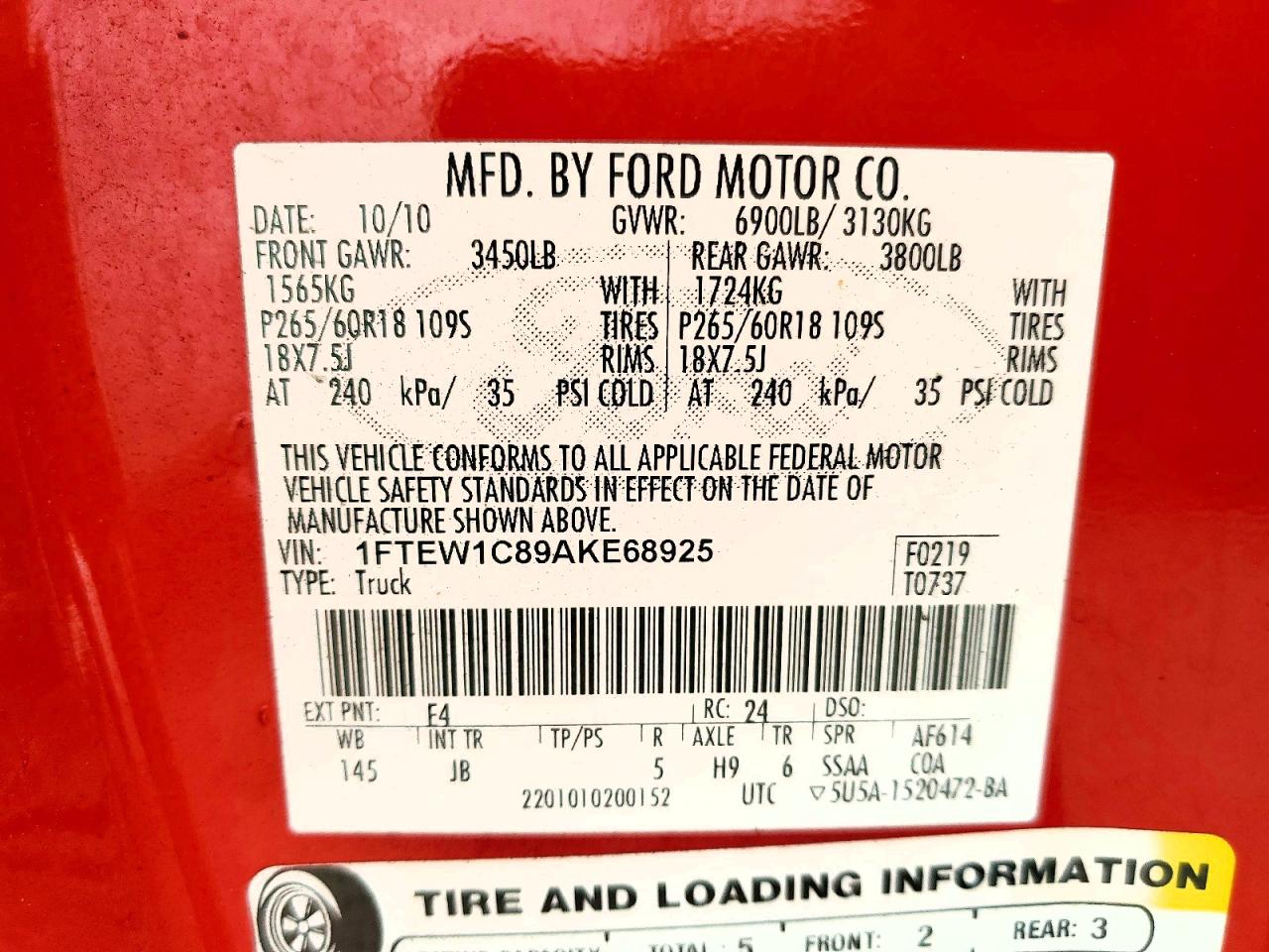 2010 FORD F150 SUPERCREW photo 12