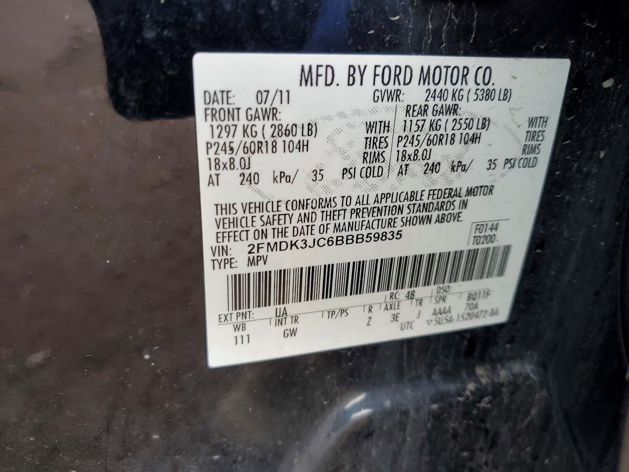 2011 FORD EDGE SEL photo 25