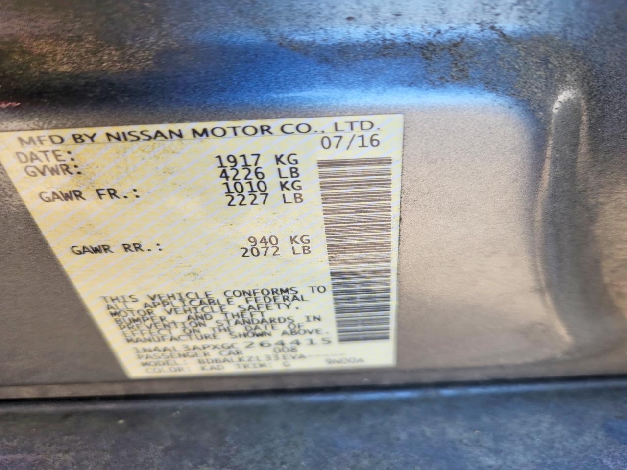 2016 NISSAN ALTIMA 2.5 SV photo 25