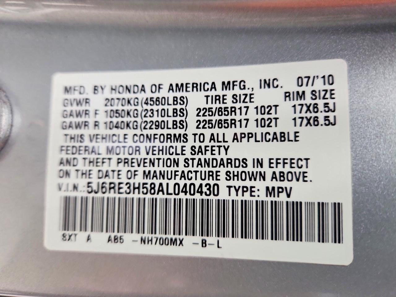 2010 HONDA CR-V EX photo 37