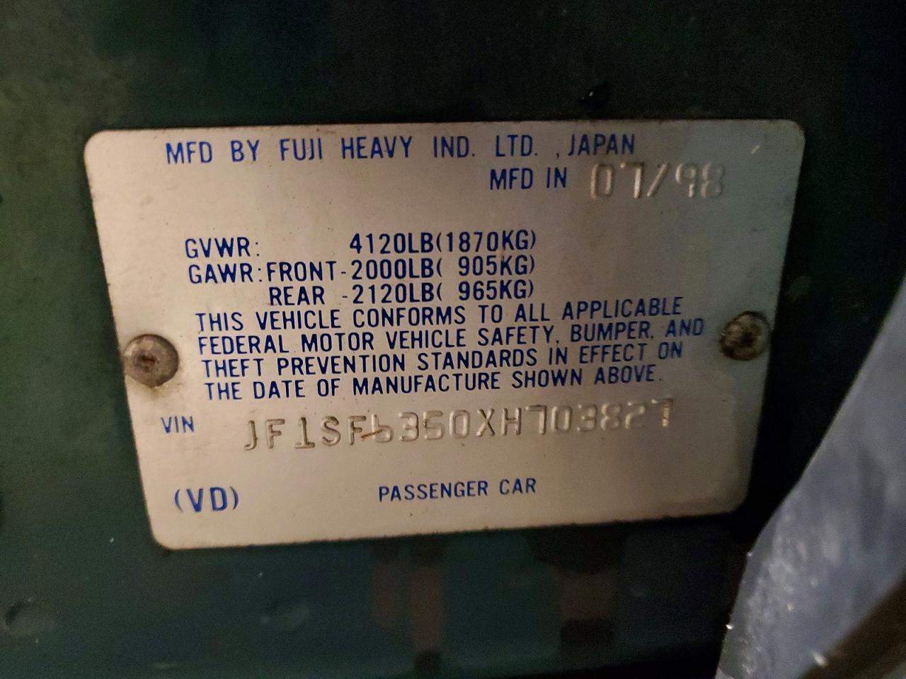 1999 SUBARU FORESTER L photo 12