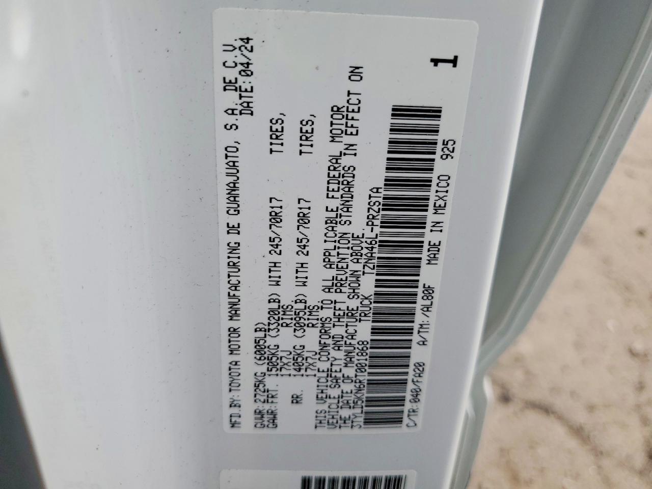 2024 TOYOTA TACOMA SR photo 12