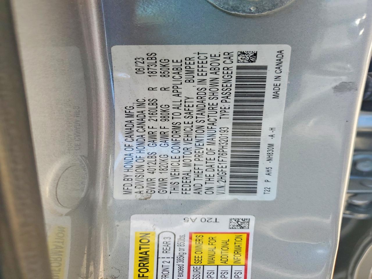 2023 HONDA CIVIC EX photo 34