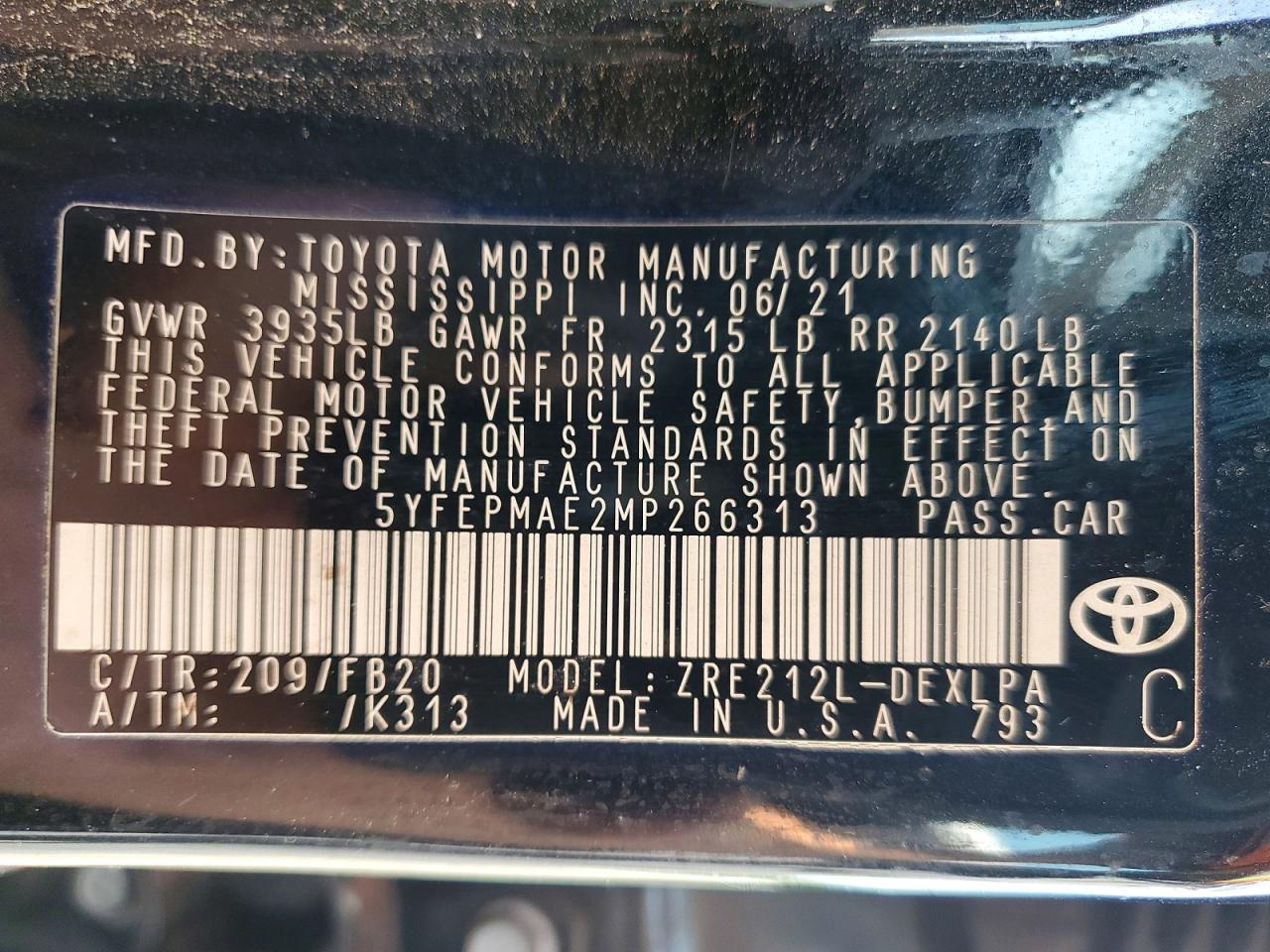 2021 TOYOTA COROLLA LE photo 23