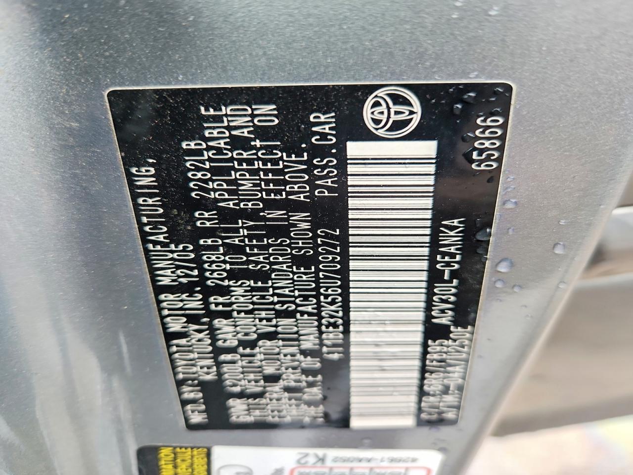 2006 TOYOTA CAMRY LE photo 12