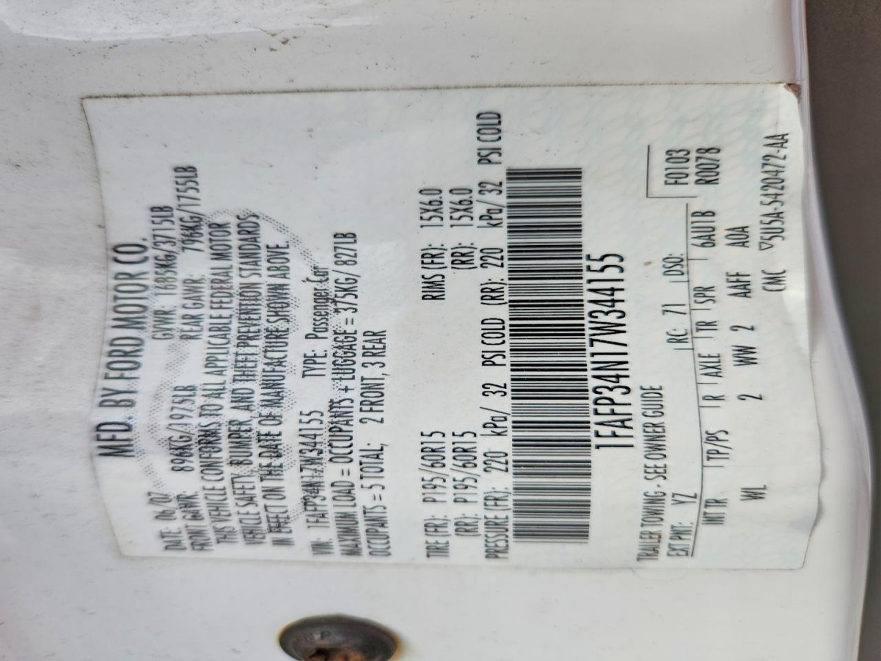 2007 FORD FOCUS ZX4 photo 34