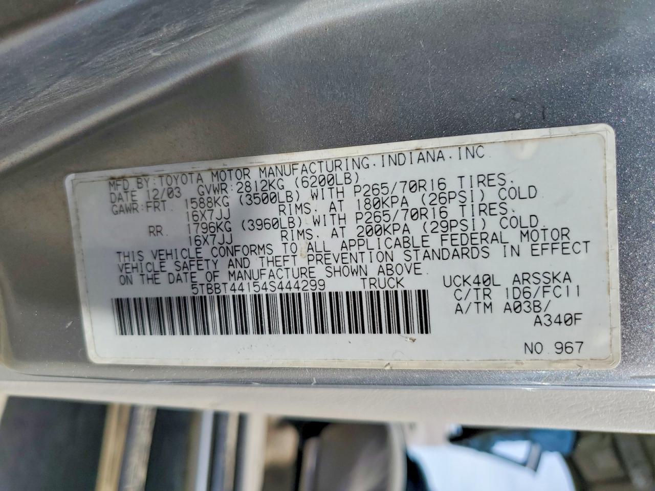 2004 TOYOTA TUNDRA ACCESS CAB SR5 photo 25