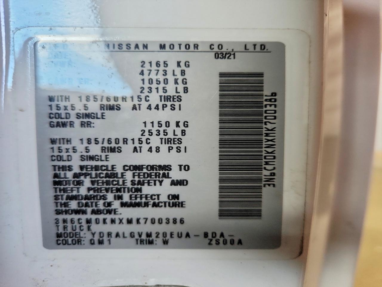 2021 NISSAN NV200 SV DELIVERY VAN photo 25