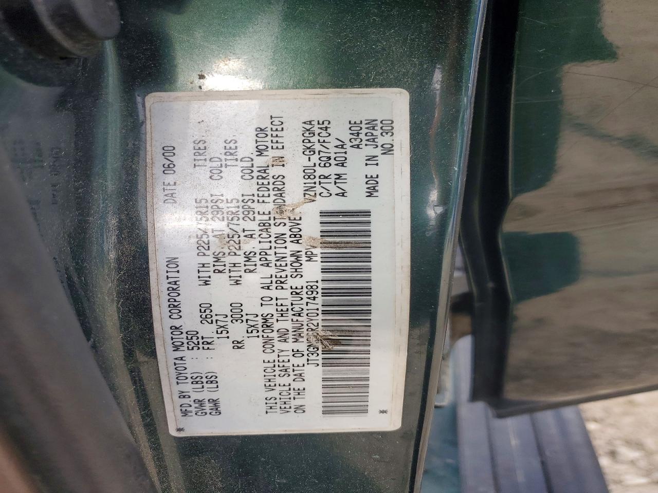 2000 TOYOTA 4RUNNER SR5 photo 23