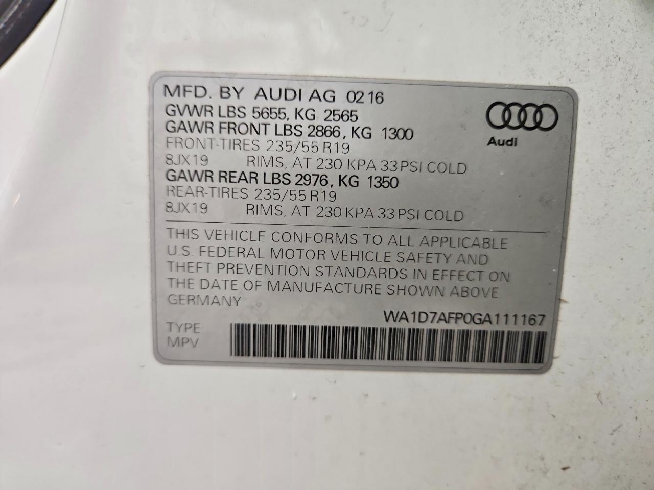 2016 AUDI Q5 PREMIUM PLUS S-LINE photo 37
