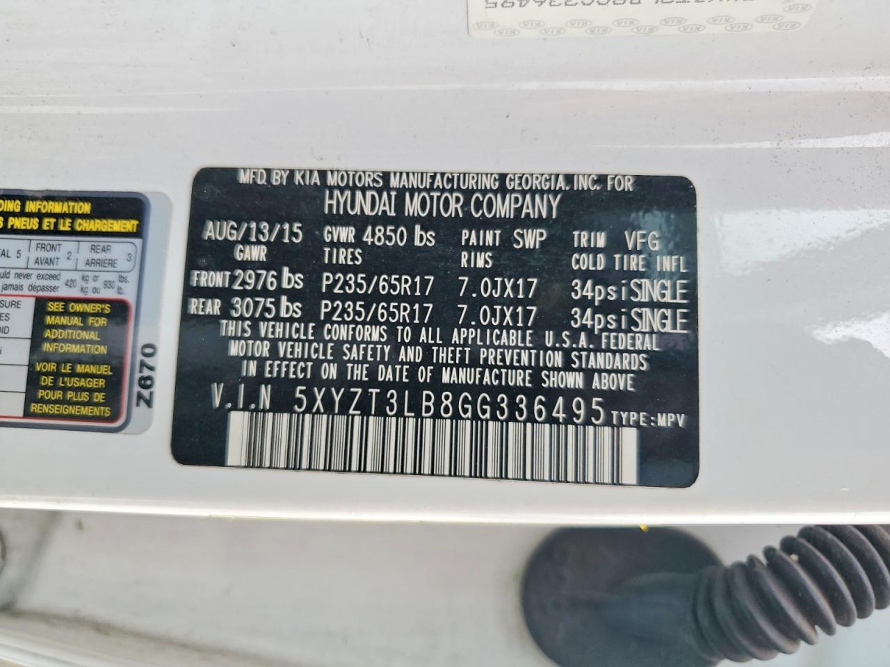 2016 HYUNDAI SANTA FE SPORT 2.4L photo 40
