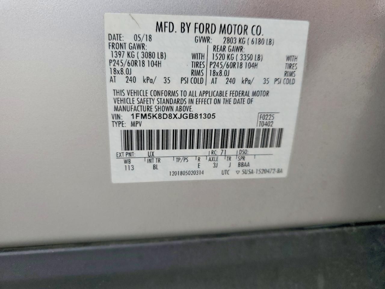 2018 FORD EXPLORER XLT photo 25