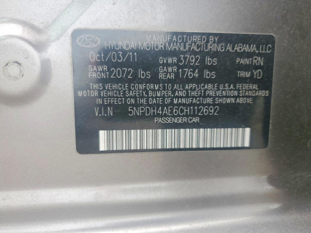 2012 HYUNDAI ELANTRA LIMITED photo 34