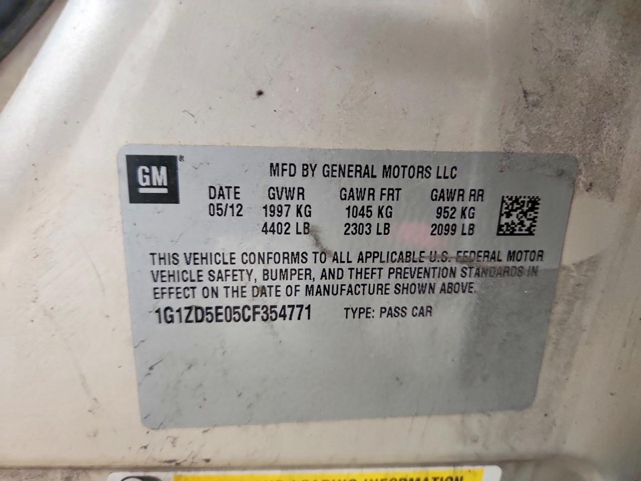 2012 CHEVROLET MALIBU 2LT photo 12
