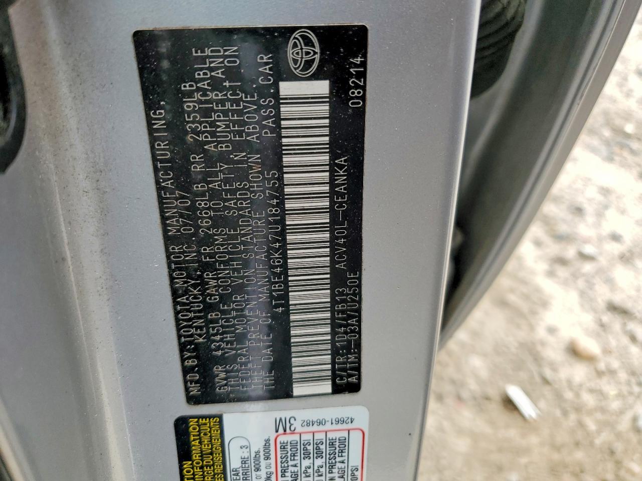 2007 TOYOTA CAMRY LE photo 34