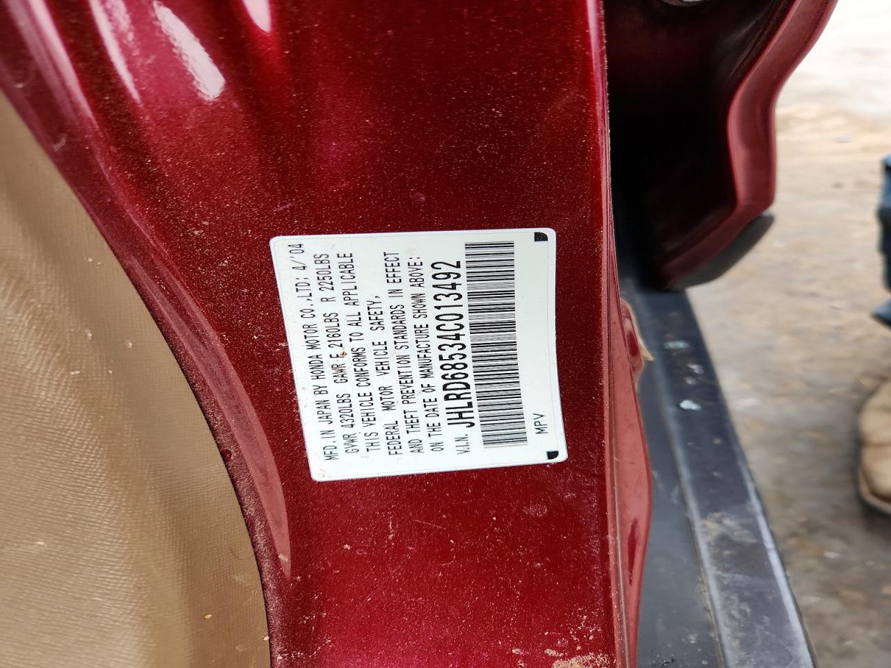 2004 HONDA CR-V LX photo 25