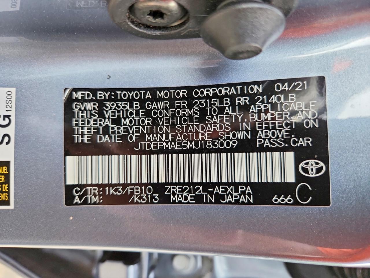 2021 TOYOTA COROLLA LE photo 34