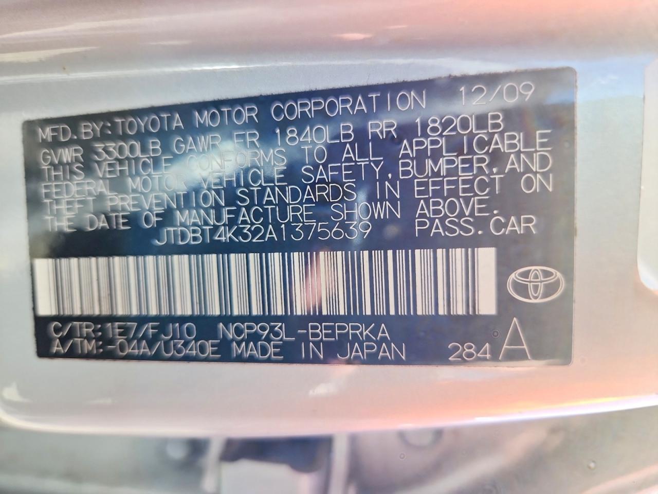 2010 TOYOTA YARIS BASE photo 23