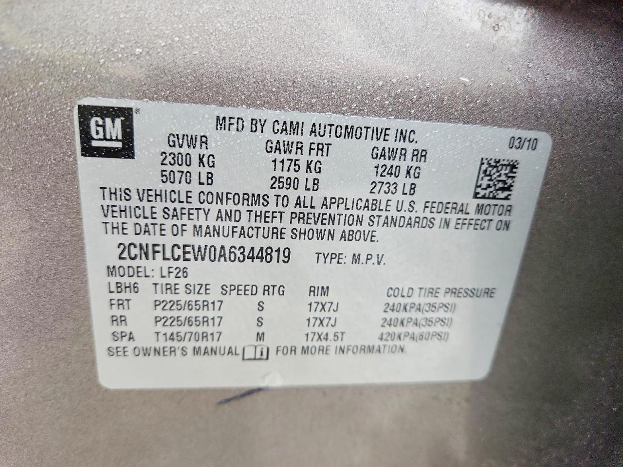 2010 CHEVROLET EQUINOX LS photo 25