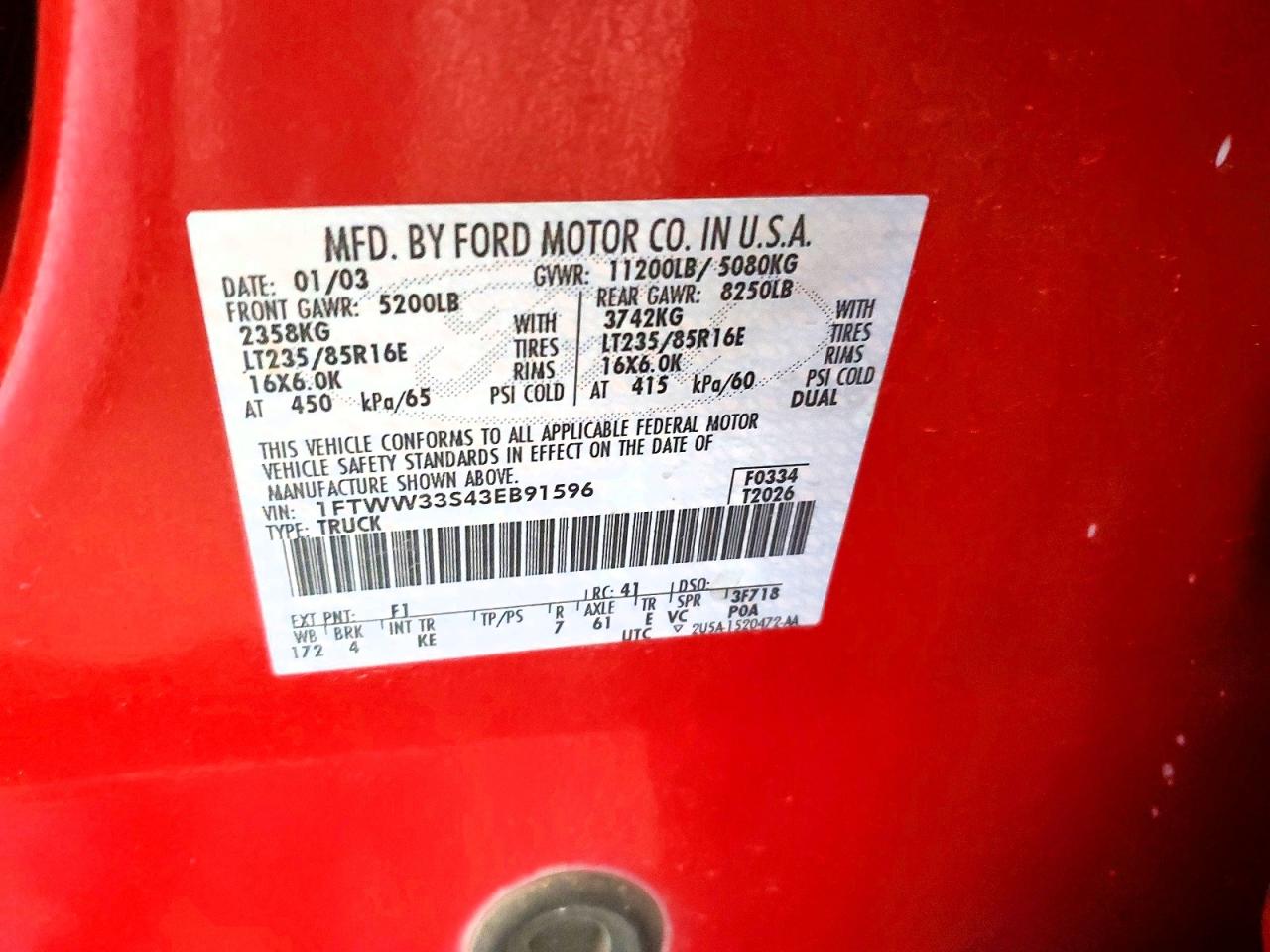 2003 FORD F350 SUPER DUTY photo 34