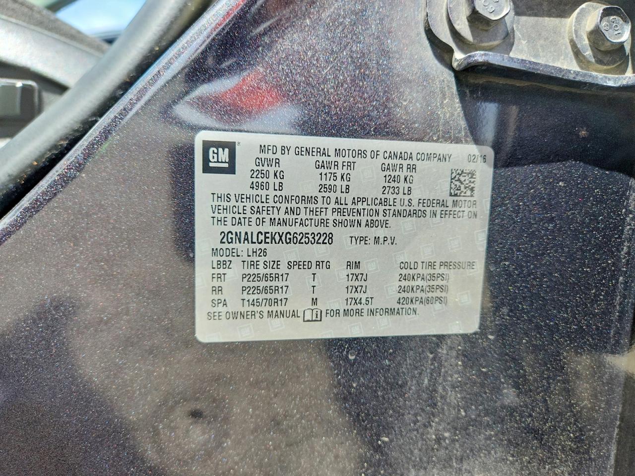 2016 CHEVROLET EQUINOX LT photo 25