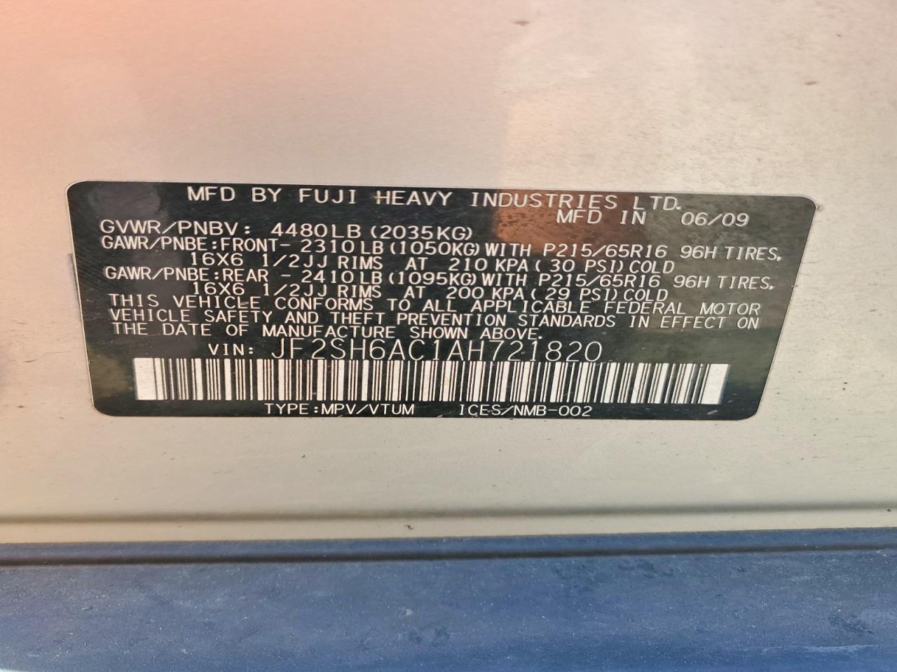 2010 SUBARU FORESTER 2.5X photo 34