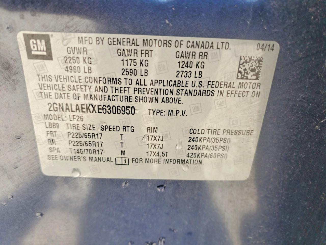 2014 CHEVROLET EQUINOX LS photo 37