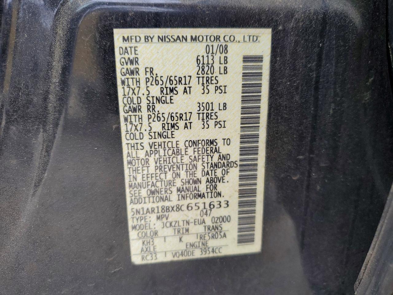 2008 NISSAN PATHFINDER S photo 25