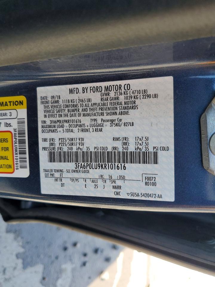 2019 FORD FUSION SE photo 34