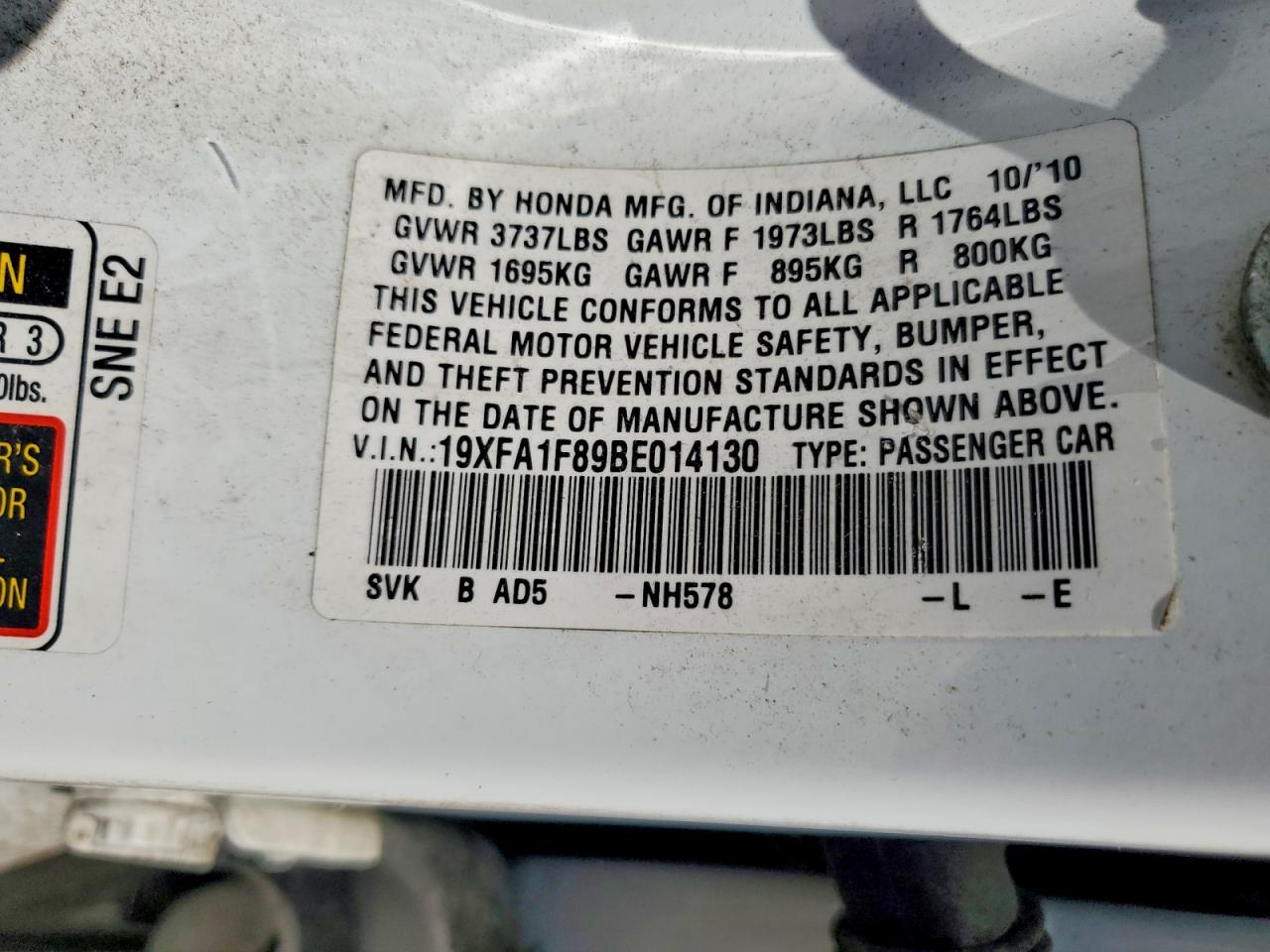 2011 HONDA CIVIC EX photo 37
