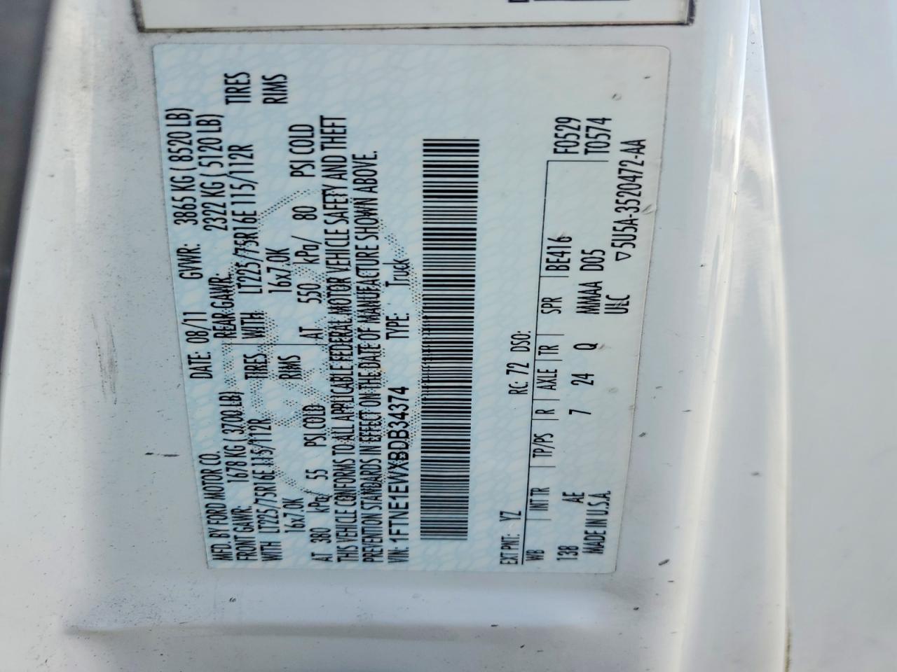 2011 FORD ECONOLINE E150 VAN photo 23